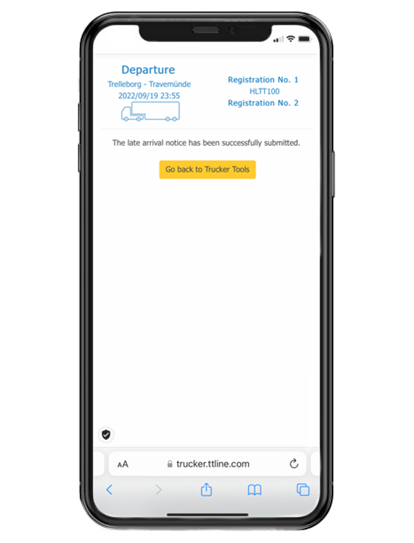 Verspätungsanzeige erfolgreich eingereicht