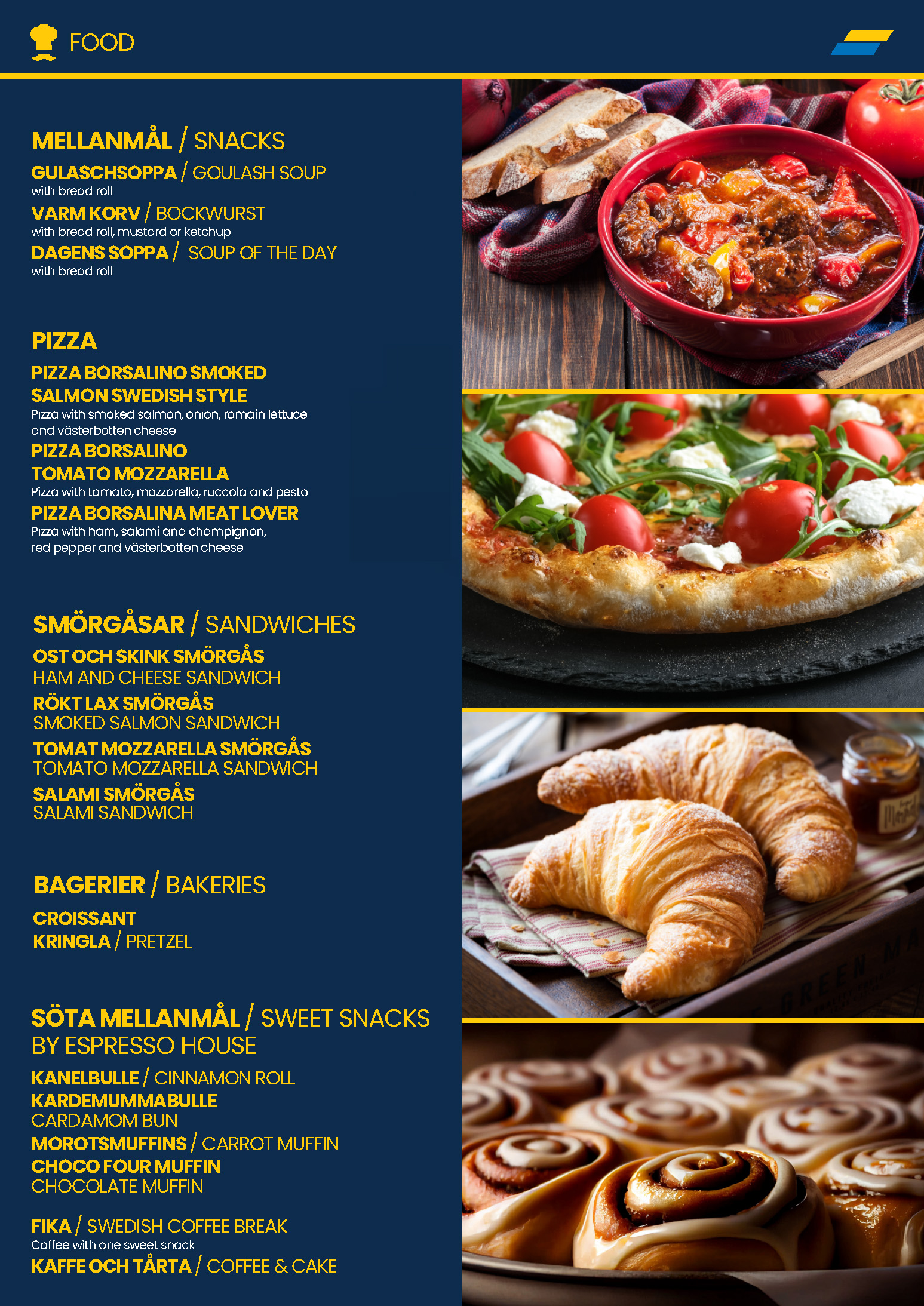 Cafeteria Snack Menu