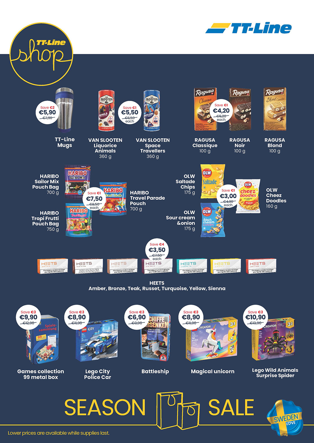 Offre de vente d'été de la boutique à bord de TT-Line