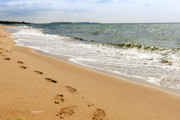 Fußspuren am Strand von Ystad