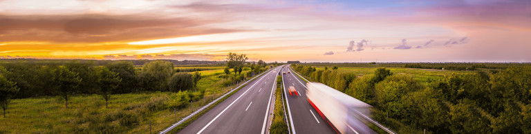 Autobahn Tyskland solnedgång