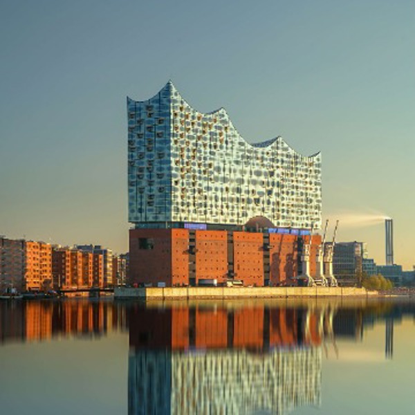 The famous Erbphilharmonie in Hamburg view from Elbe canal