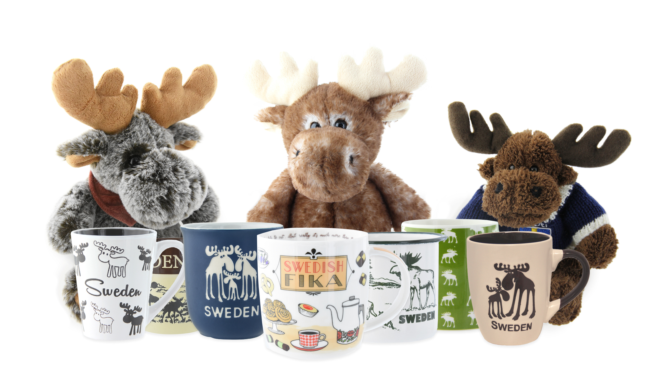 jukisdjur och souvenir-muggar i TT-Line shop.